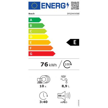 Lavavajillas Independiente Bosch Serie 2 SPS2HKW58E 10 cubiertos E Blanco