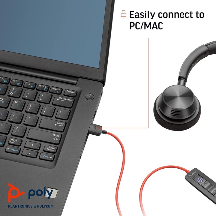 POLY Blackwire 3315 Monaural USB-C Headset +3.5mm Plug +USB-C/A Adapter