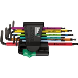 TORX WINKELSCHLÜSSEL 9elem. TYP L, MIT LOCH, MEHRFARBIG