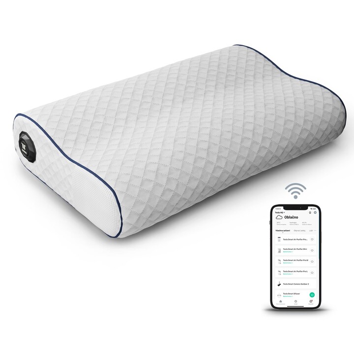 Tesla TSL-HC-HL60, Cojín Eléctrico Inteligente Smart Heating Pillow con Control de Calor y Tejido Suave, Blanco