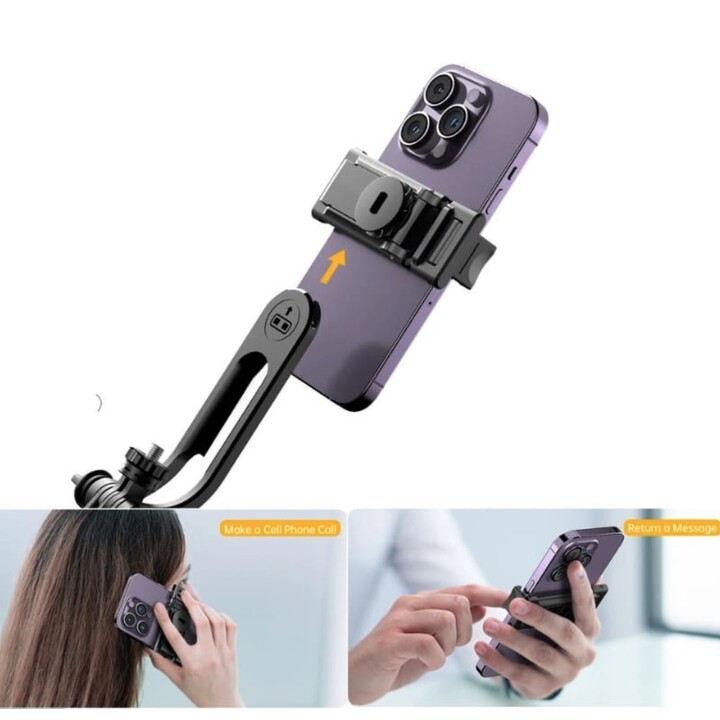 Selfie-Stick C13D mit LED, ausziehbares Stativ 1,35 mfürMobiltelefone und Kameras – mit kabelloser Steuerung Schwarz