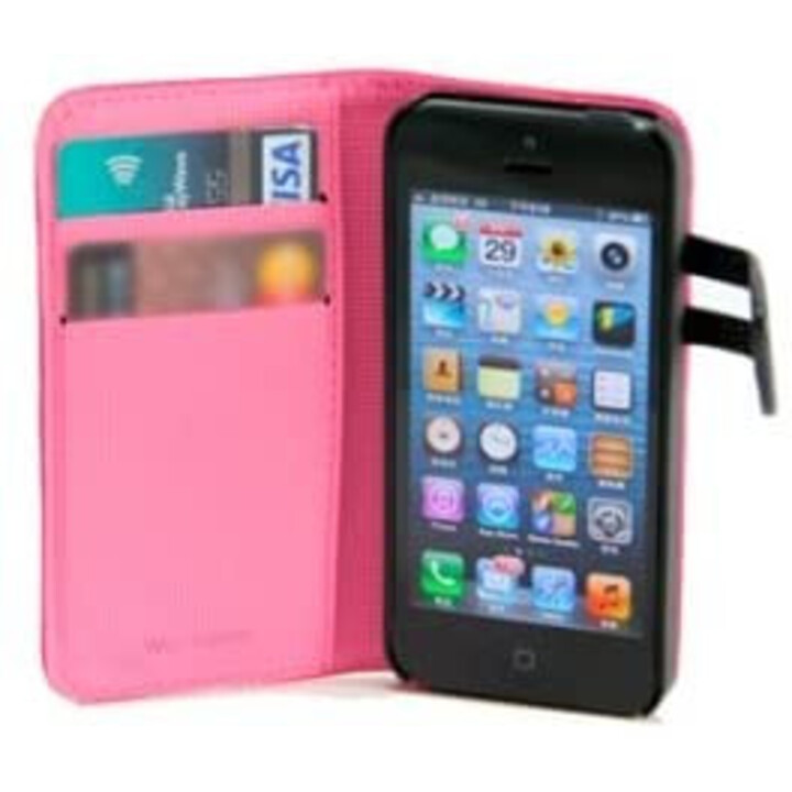 Funda Wazzabee Para Iphone 5 Polipiel, Marco Interior Plastico, Cierre Magnetico, Rosa (wb-m30wp-pk)