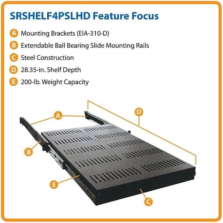 Tripp Lite Srshelf4Pslhd Gabinete Deslizante Resistente Con Capacidad De 200 Libras Negro