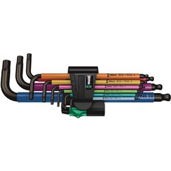 Wera - Juego de llaves en L, métrico,. Láser negro, multicolor, 9 piezas