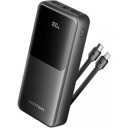 Powerbank 20000mAh Vention FHPB0/ 22,5W/ Preto/ Inclui cabo USB Type-C e Lightning