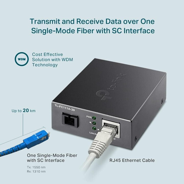 TP-LINK TL-FC111A-20 Netzwerk Medienkonverter 100 Mbit/s Einzelmodus Schwarz 