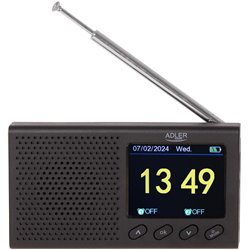 Adler | Rádio FM de viagens | 1198 DC | Função de alarme | Preto