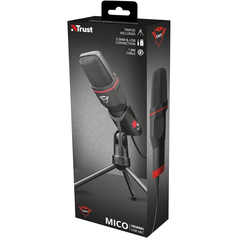 Trust gxt 212 noir, rouge microphone de pc