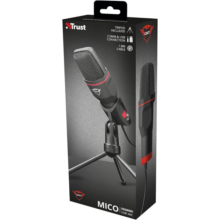 Trust GXT 212 Preto, Vermelho Microfone para PC