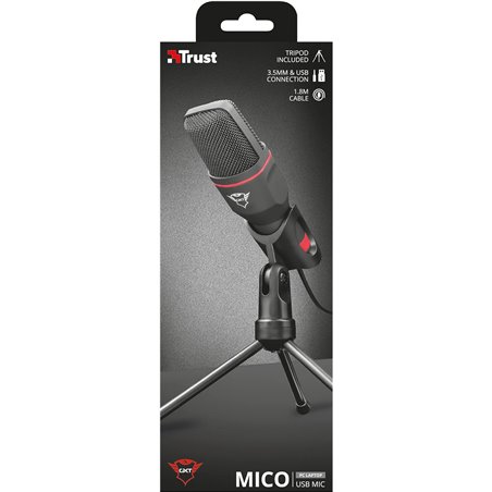 Trust gxt 212 noir, rouge microphone de pc
