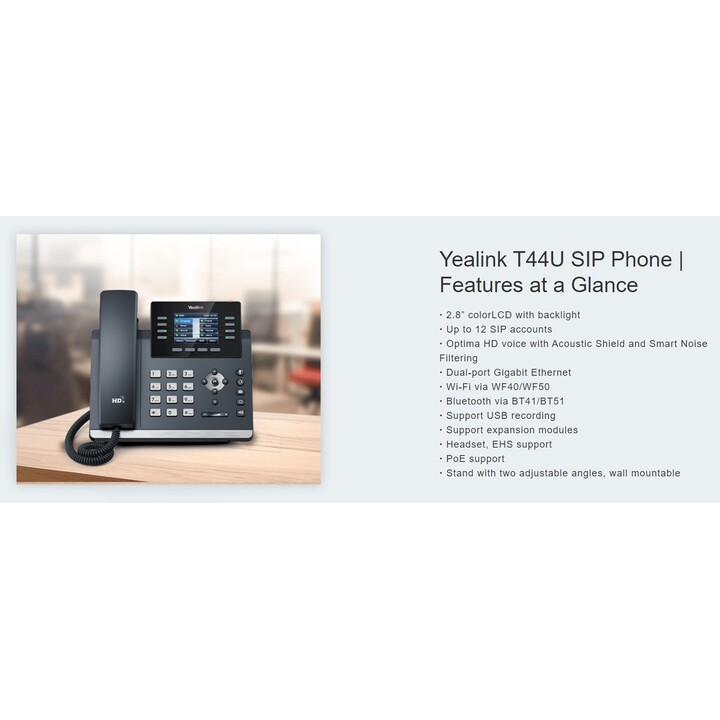 Yealink SIP-T44U IP POE T44U Noir