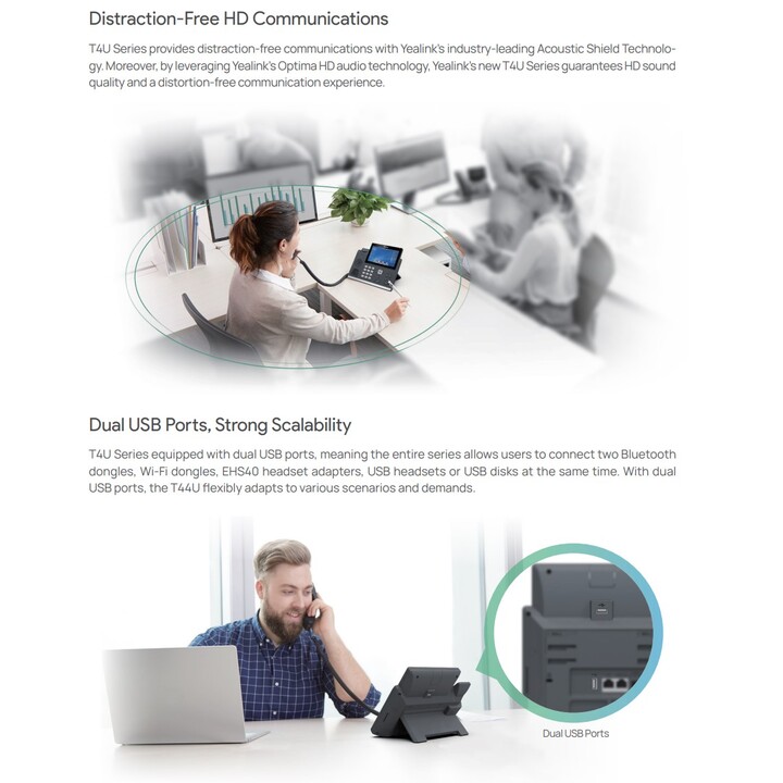 Yealink SIP-T44U IP POE T44U Preto