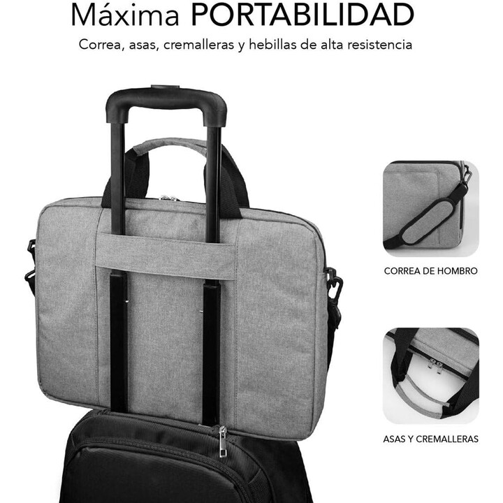 Maletín Subblim Air Padding Laptop Bag para Portátiles hasta 14'/ Cinta para Trolley/ Gris