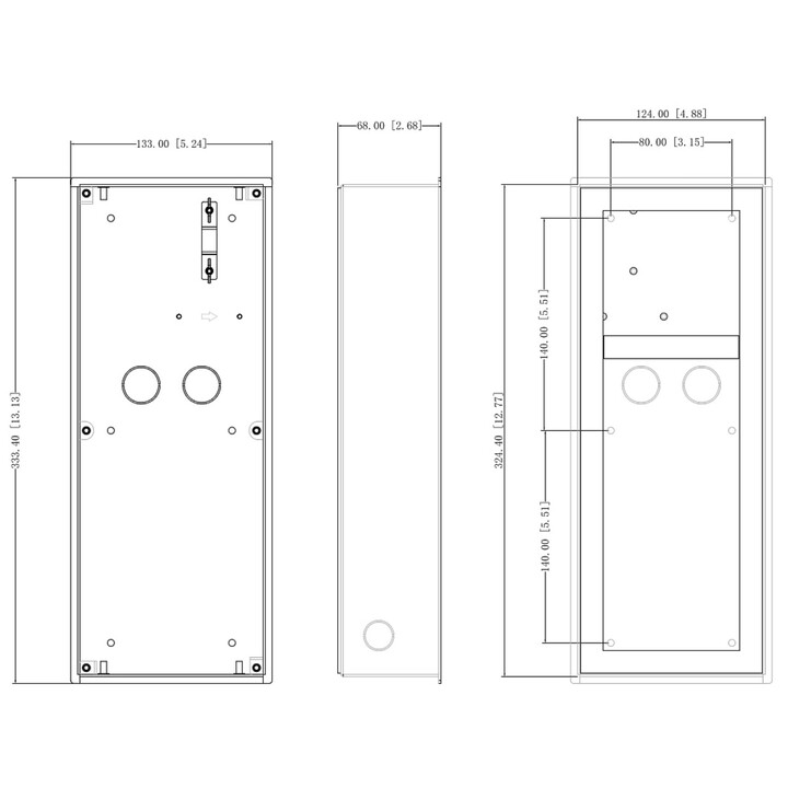 Dahua Caja De Montaje Para Videoportero Exterior Modular Serie Vto4202f 133 X 333.40 X 68mm