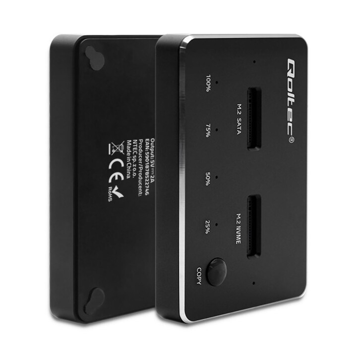 Qoltec 52274 Estación de acoplamiento para unidad SSD M.2 | NVMe | SATA | USB-C | DOBLE 2 x 2TB