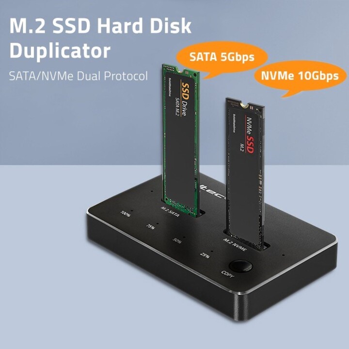 Qoltec 52274 Estación de acoplamiento para unidad SSD M.2 | NVMe | SATA | USB-C | DOBLE 2 x 2TB
