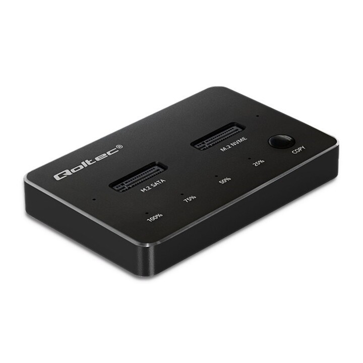 Estação de acoplamento SSD Qoltec 52274 M.2 | NVMe | SATA | USB-C | DUPLO 2 x 2 TB