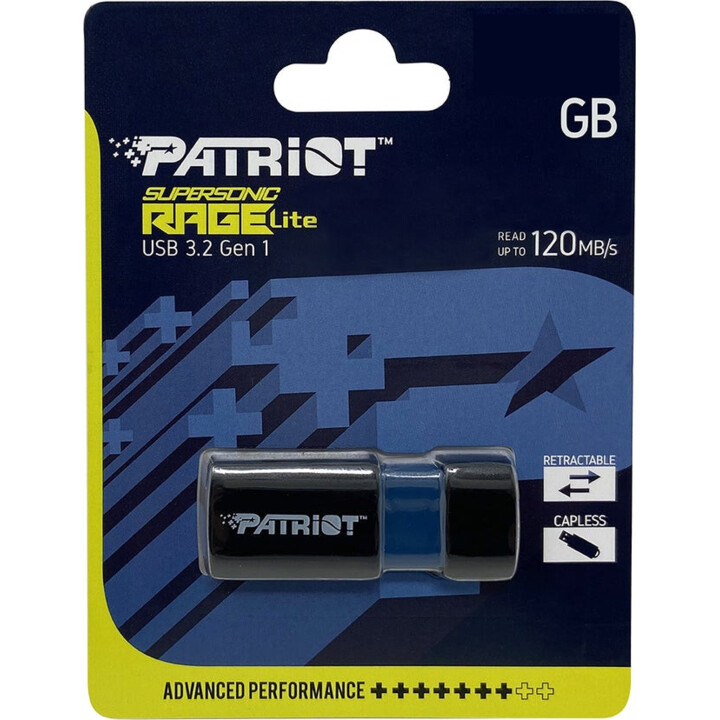 Patriot Rage Lite 1 TB 120 MB/s USB 3.2 retrátil preto