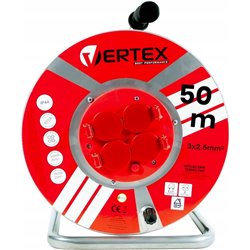 VERTEX PB50METAL Cable de extensión 50 m 3x2,5 mm 3000 W IP44 Negro