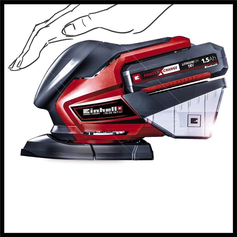 Lixadeira Einhell TE-OS 18/150 Li Solo Folha 11.000 RPM 22.000 OPM Preto, Vermelho