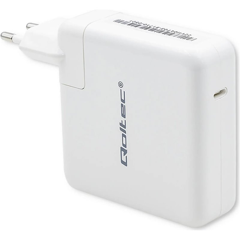 Qoltec 96W Cargador de pared RÁPIDO | 5-20V | 3- 4.7A | USB C PD | Blanco