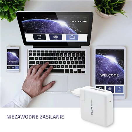 Qoltec 96W Cargador de pared RÁPIDO | 5-20V | 3- 4.7A | USB C PD | Blanco