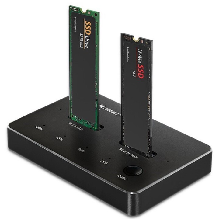 Qoltec 52274 Estación de acoplamiento para unidad SSD M.2 | NVMe | SATA | USB-C | DOBLE 2 x 2TB