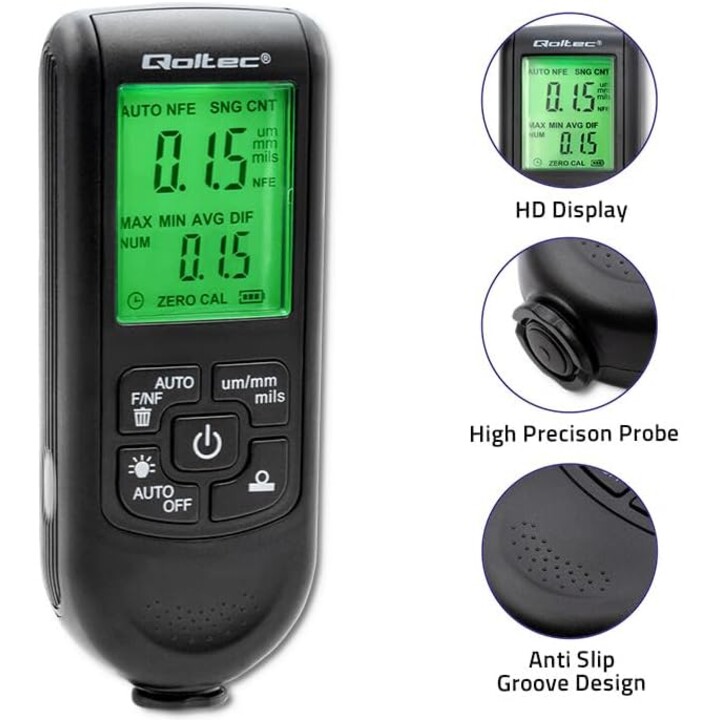 Qoltec Coating Thickness Gauge with LCD | 0-2000 UM