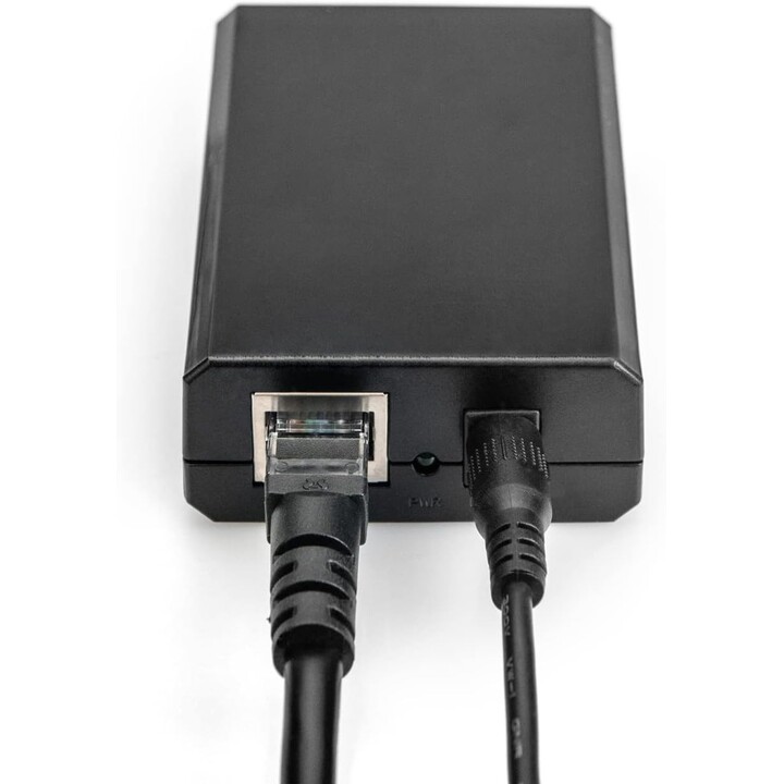 DIGITUS PoE+ Splitter - IEEE802.3at - Gigabit Ethernet - voltagem de saída 5, 9, 12 V - Plugue CC de 3,5 mm