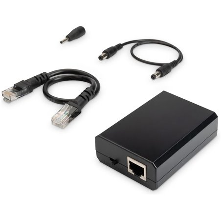 DIGITUS PoE+ Splitter - IEEE802.3at - Gigabit Ethernet - voltagem de saída 5, 9, 12 V - Plugue CC de 3,5 mm