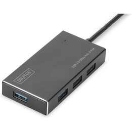 DIGITUS Hub USB 4 ports Super-Speed ​​USB 3.0-5 GBit/s Plug&Play Aluminum housing black