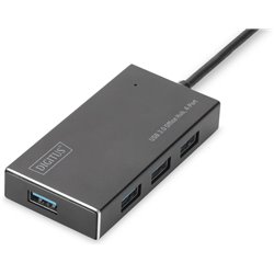 DIGITUS Hub USB - 4 ports - Super-Speed ​​USB 3.0-5 GBit/s - Plug&Play - Boîtier en aluminium - noir
