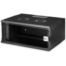 DIGITUS SoHo Pro armario rack 19 de parede 4U 400mm de profundidad capacidad de carga 60 kg puerta de cristal Negro