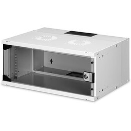 DIGITUS SoHo Pro Schrankregal 19 von 4 HE 400 mm Tiefe Ladekapazität 60 kg Puerta de Cristal Grau