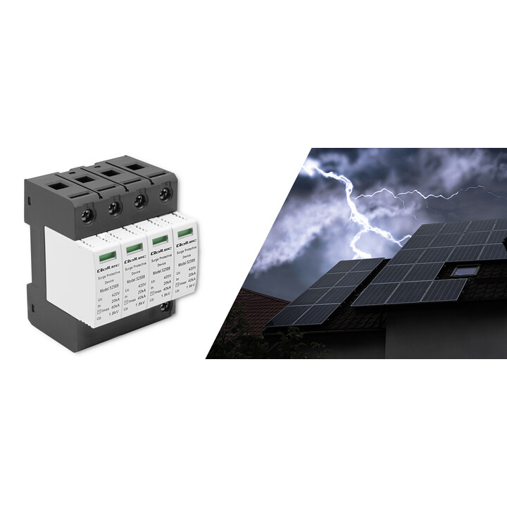 Qoltec Pararrayos protector contra sobretensiones de CA | 4P | 420V | T2 | C
