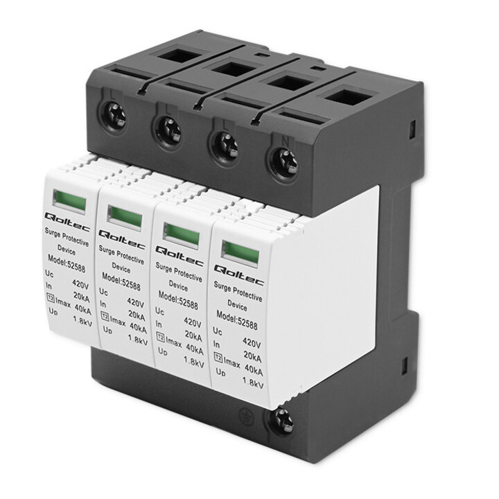 Qoltec Pararrayos protector contra sobretensiones de CA | 4P | 420V | T2 | C