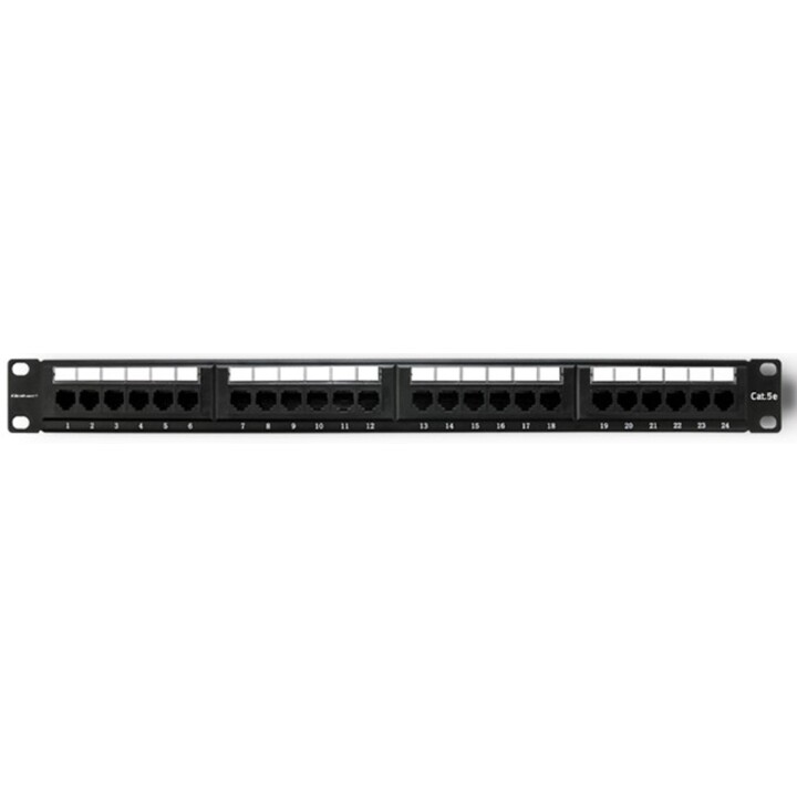 Qoltec Patch Panel RACK | 24 Ports | cat.5E UTP | Negro