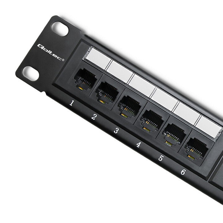 Qoltec Patch Panel RACK | 24 Ports | cat.5E UTP | Black