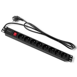 Qoltec Regleta para armarios RACK | 1U | 16A | PDU | 8xFRANCÉS | 2m