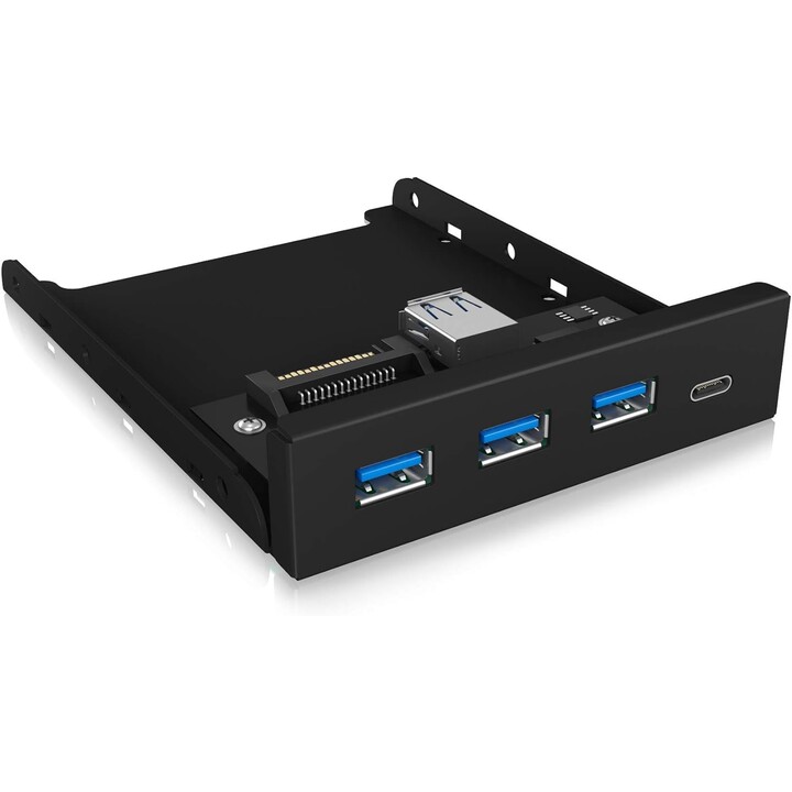 ICY-BOX Pannello frontale da 3,5" 4 porte USB 3.0, 3x Tipo-A, 1x Tipo-C nero Richiede (ulteriore) connettore USB 3 a 20 pin