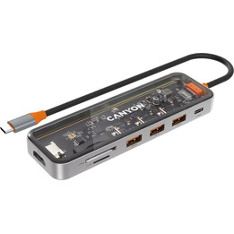 Canyon hub ds-13 7en1 4k usb-c transparente gris espacio