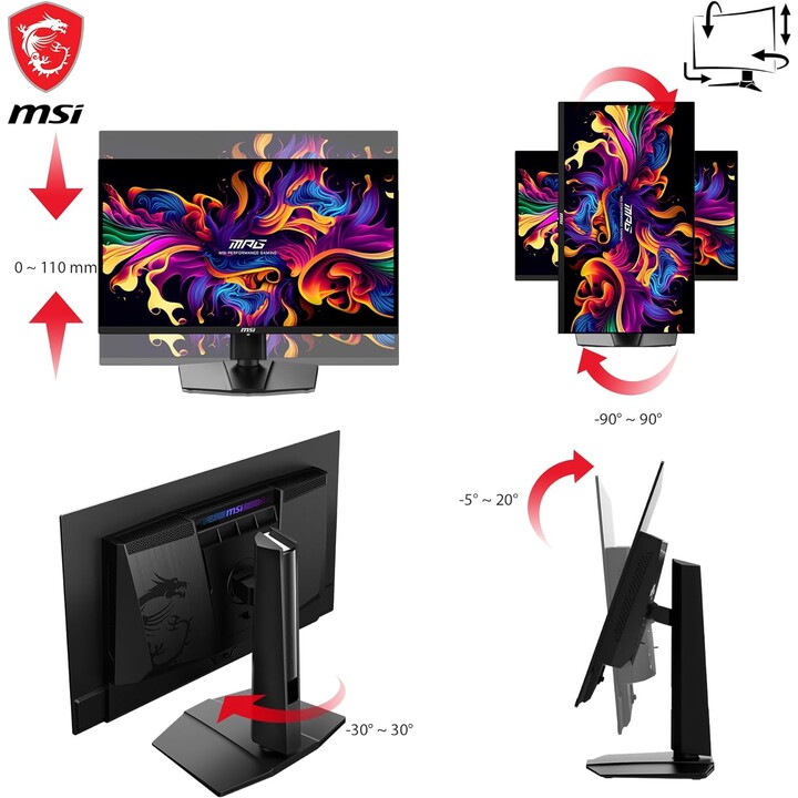 Msi Mpg 271qrx Qd-oled Screen For Pc 67.3 Cm (26.5") 2560 X 1440 Pixels Wide Quad Hd Qdoled Black