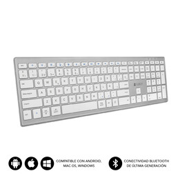 Subblim Pure Extended Bluetooth Keyboard, Silver, SUBKB-2PUE200