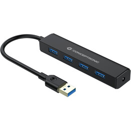 Conceptronic C4PUSB3 hub de interface USB 3.2 Gen 1 (3.1 Gen 1) Type-A 5000 Mbit/s Preto
