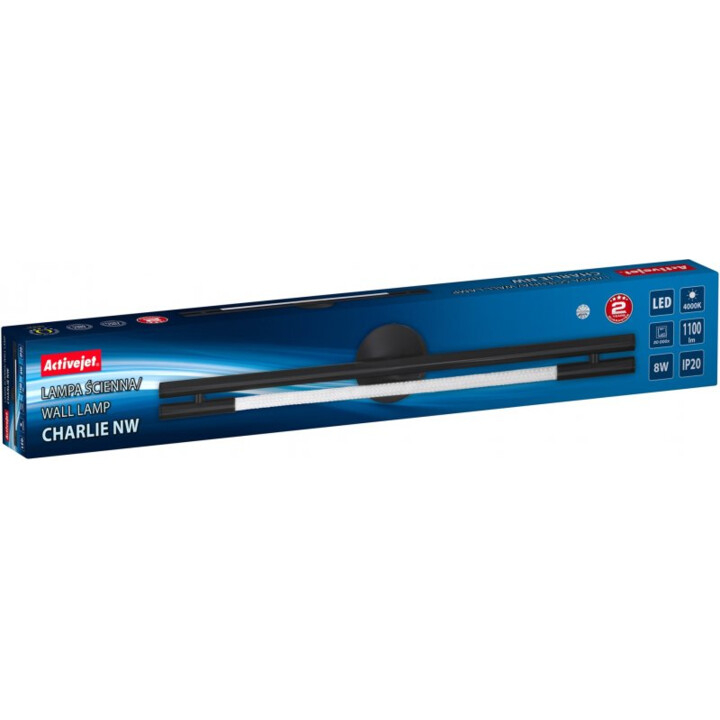 Activejet Lampada da parete LED 1050lm, AJE-CHARLIE NW, Nero