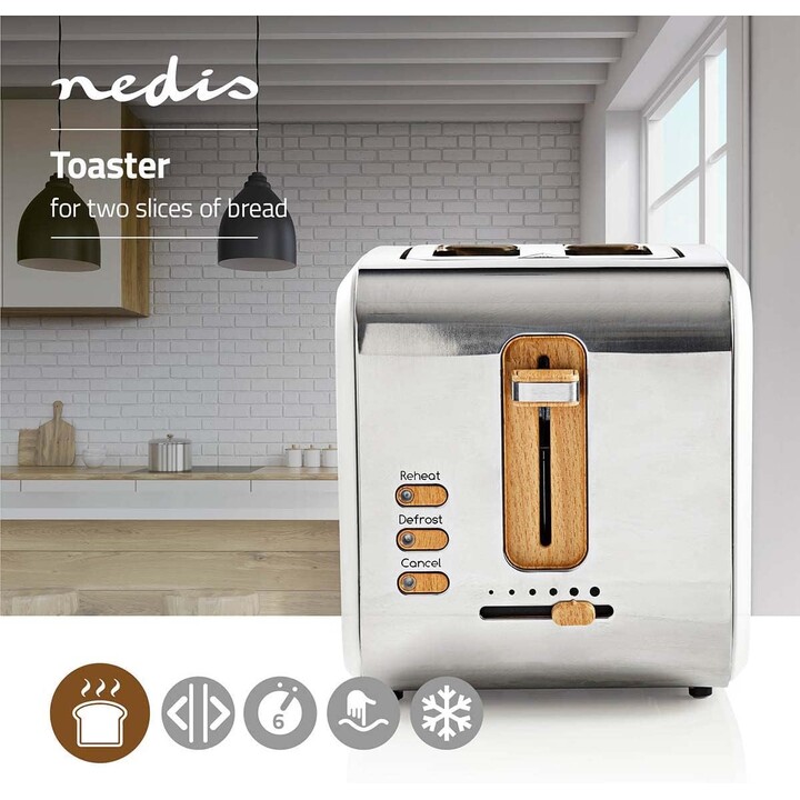 Nedis tostadora | serie suave al tacto | 2 ranuras | niveles de browning: 6