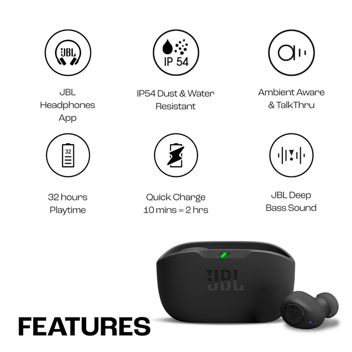 JBL Wave Buds TWS Nero - Auricolari Bluetooth