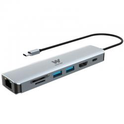 Docking USB Type-C Woxter PE26-181/ 1xHDMI/ 2xUSB/ 1xCard Reader/ 1xRJ45/ 1xMicroUSB/ Gray