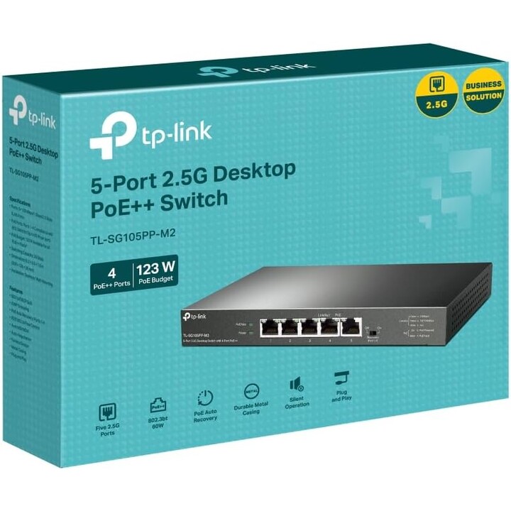 TP-Link TL-SG105PP-M2 switch No administrado Gigabit Ethernet (10/100/1000) Energía sobre Ethernet (PoE) Negro