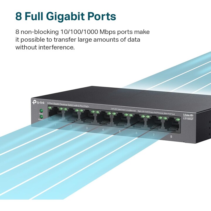 Switch Gigabit a 8 porte Poe+ a 8 porte